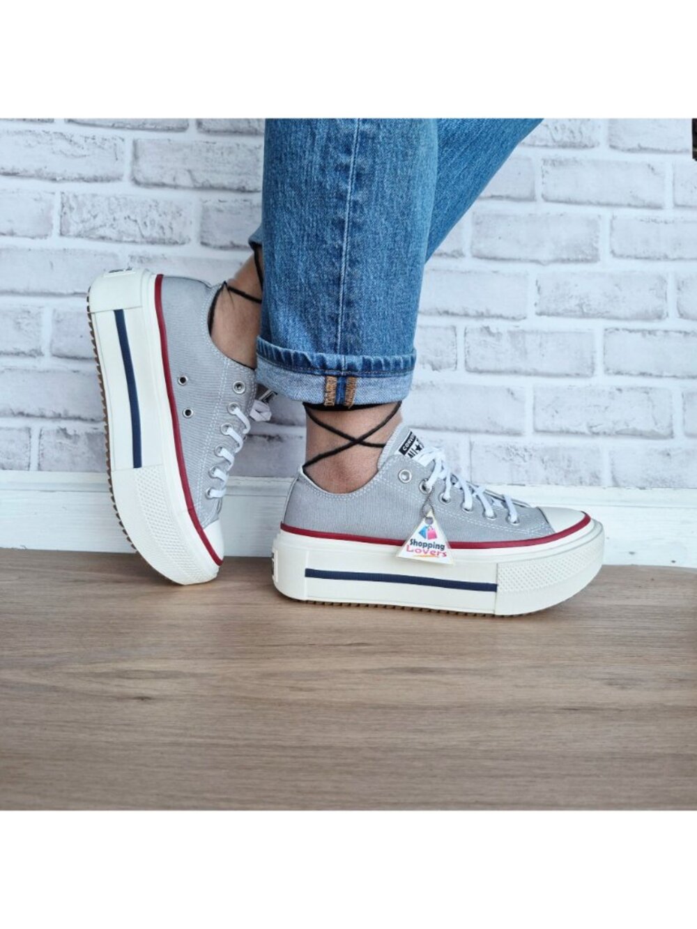 ⭐Converse Chuck Taylor Lift Double Stack 7.5 Women's shoes Sneaker Grey A16065C - Picture 3 of 13
